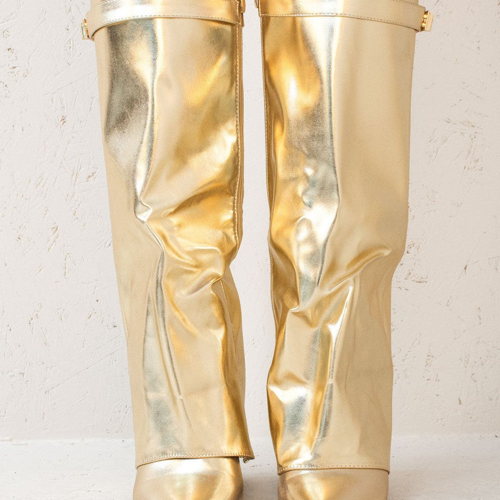 
                      
                        Gold Buckle Fold Over Shark Classic Knee High Boot
                      
                    