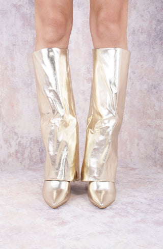 Gold Fold Over Shark Classic Knee High Boot