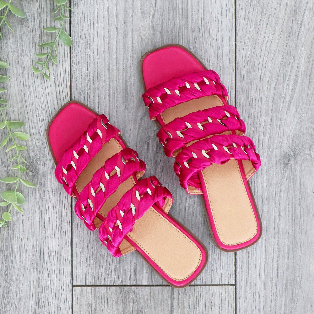 
                      
                        ON BOARD FUSCIA PINK EYELET FLAT SANDALS
                      
                    