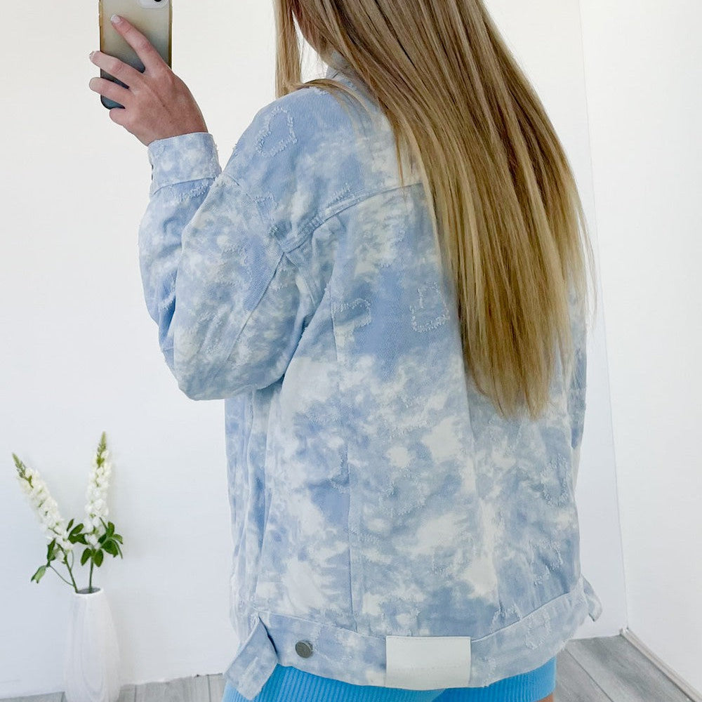 
                      
                        Oversized Tie Dye Denim Jacket in Blue
                      
                    