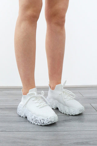 RUN AROUND WHITE CHUNKY SPECKLED SOLE TRAINERS