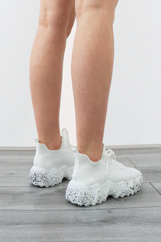 RUN AROUND WHITE CHUNKY SPECKLED SOLE TRAINERS