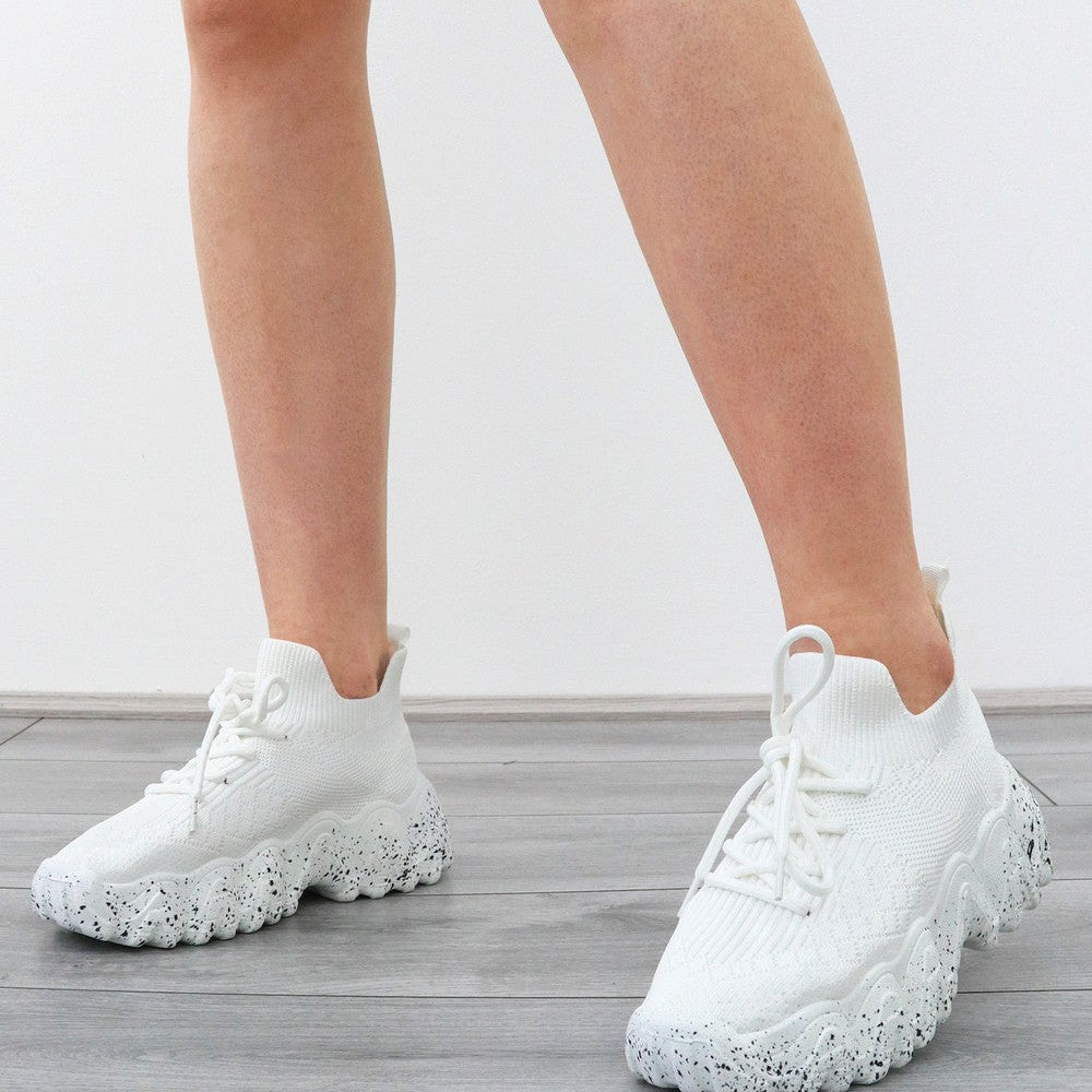 RUN AROUND WHITE CHUNKY SPECKLED SOLE TRAINERS