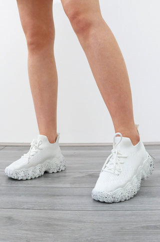 RUN AROUND WHITE CHUNKY SPECKLED SOLE TRAINERS