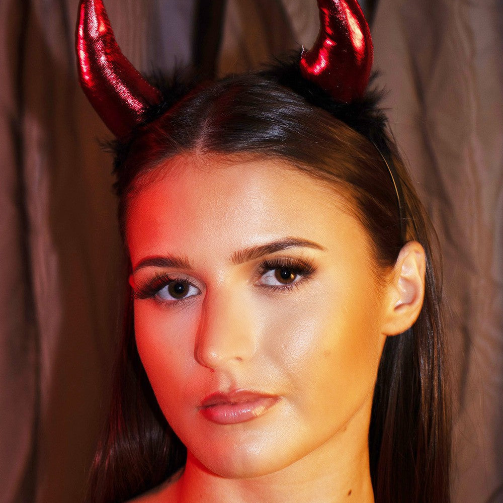 Red Fluffy Devil Horns Headband