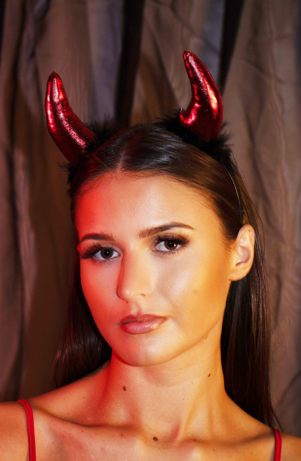 Red Fluffy Devil Horns Headband