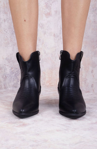 Rodeo Chic Black Ankle Length PU Cowboy Boot