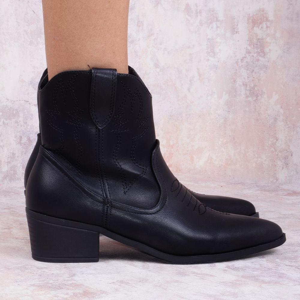 
                      
                        Rodeo Chic Black Ankle Length PU Cowboy Boot
                      
                    