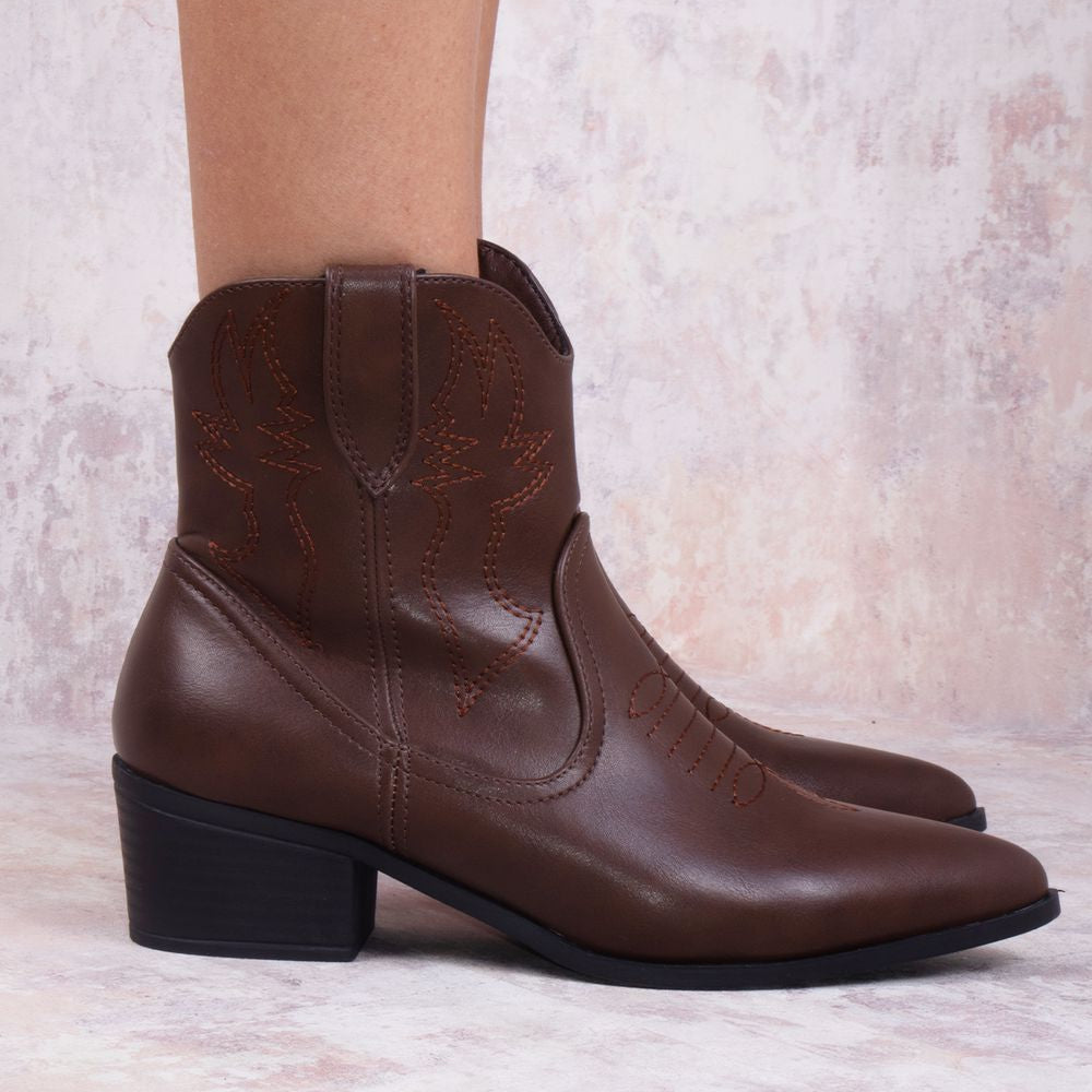 
                      
                        Rodeo Chic Brown Ankle Length PU Cowboy Boot
                      
                    