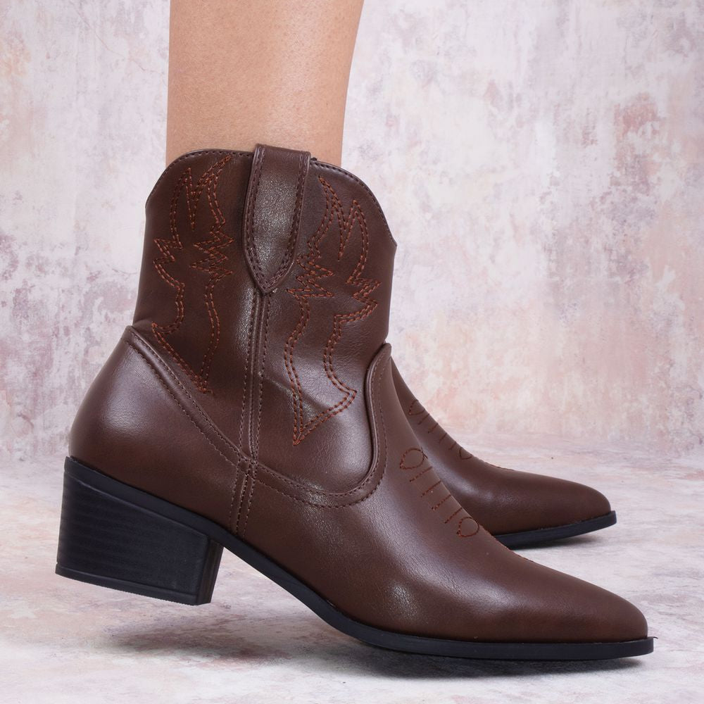 
                      
                        Rodeo Chic Brown Ankle Length PU Cowboy Boot
                      
                    