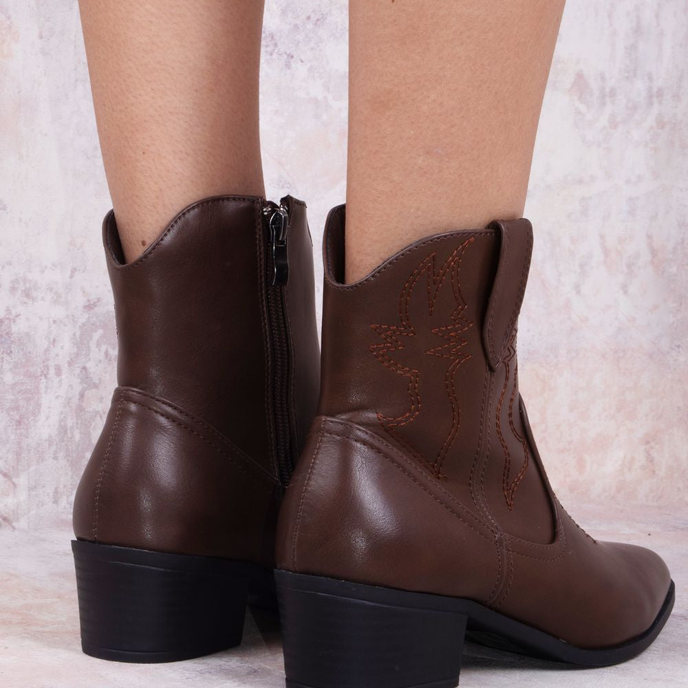 
                      
                        Rodeo Chic Brown Ankle Length PU Cowboy Boot
                      
                    