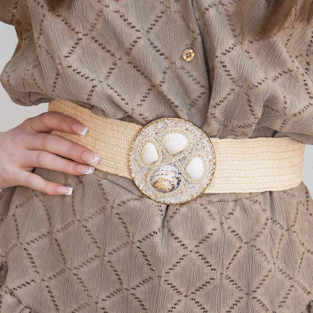 
                      
                        Shell Buckle Woven Inspired Summer Belt
                      
                    