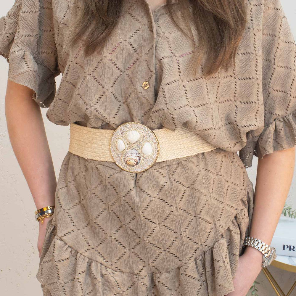 
                      
                        Shell Buckle Woven Inspired Summer Belt
                      
                    