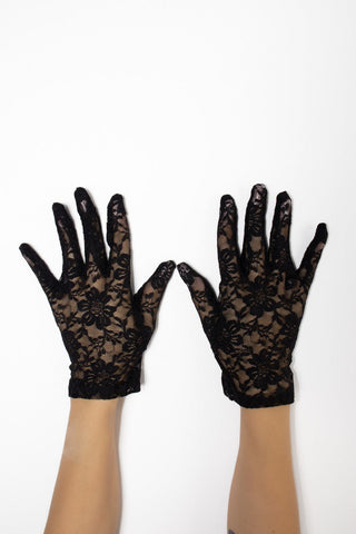 Short Black Lace Halloween Fancy Dress Gloves