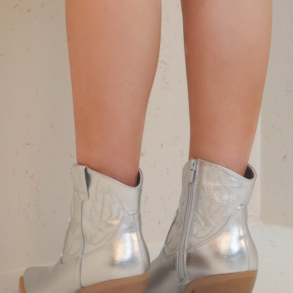 
                      
                        Silver Embroidered Ankle Cowboy Boot
                      
                    