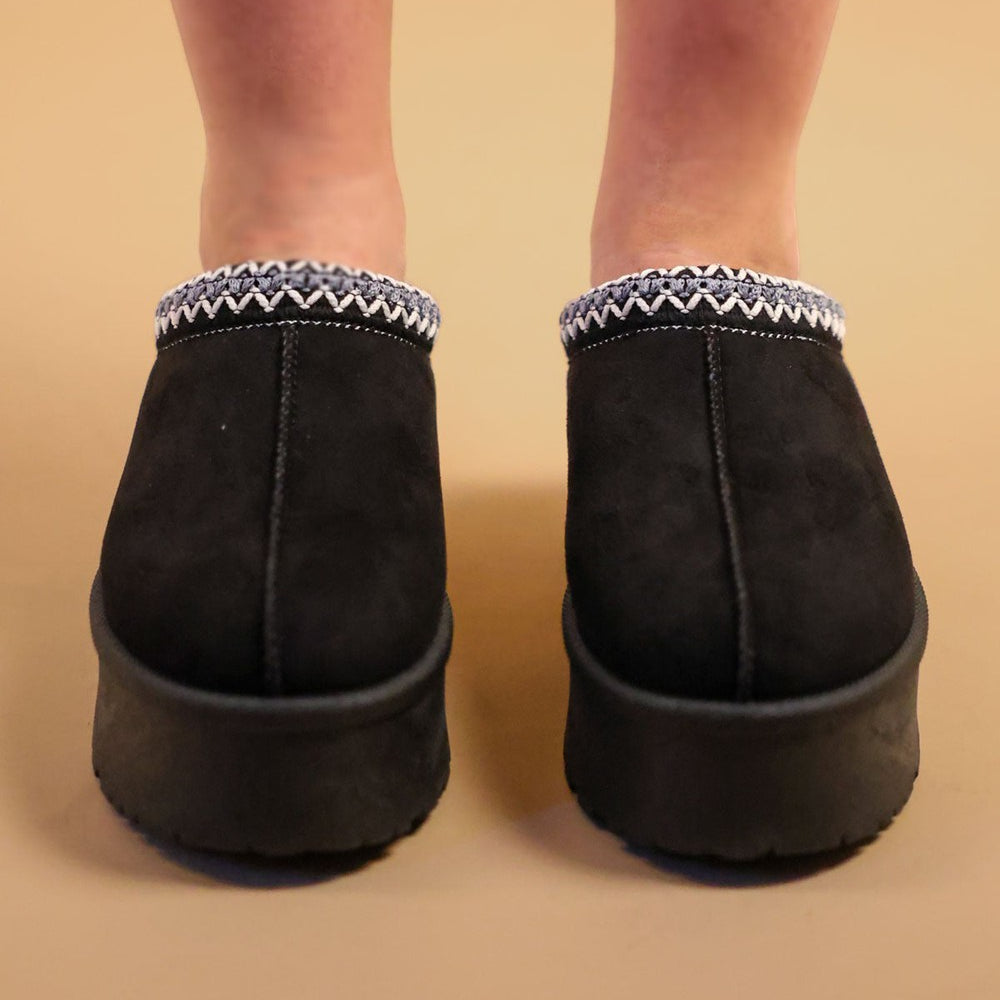 
                      
                        Black Tazmin Aztec Detail Faux Fur Lining Chunky Slippers
                      
                    