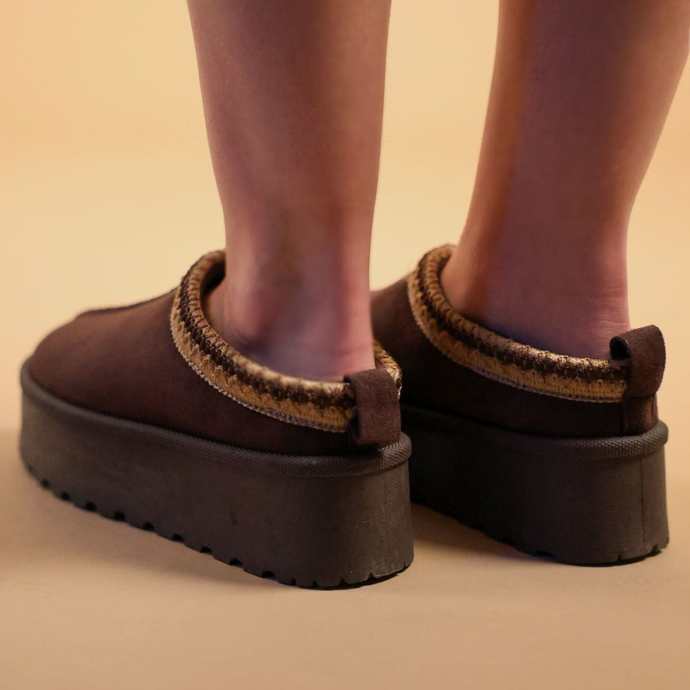 
                      
                        Chocolate Tazmin Aztec Detail Faux Fur Lining Chunky Slippers
                      
                    