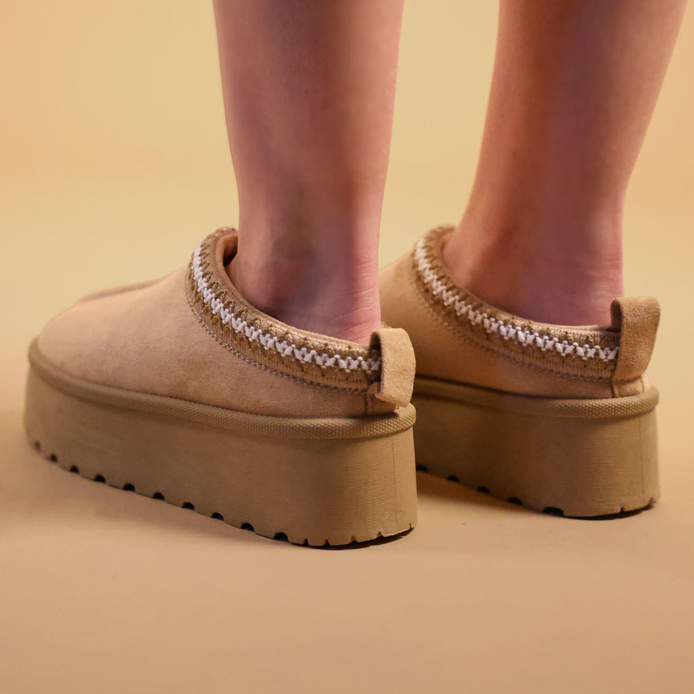 
                      
                        Sand Tazmin Aztec Detail Faux Fur Lining Chunky Slippers
                      
                    