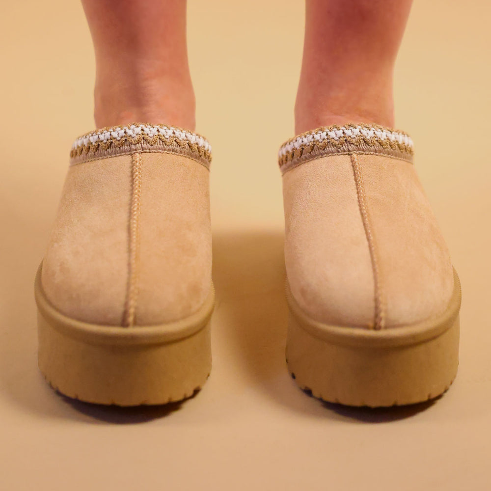 
                      
                        Sand Tazmin Aztec Detail Faux Fur Lining Chunky Slippers
                      
                    