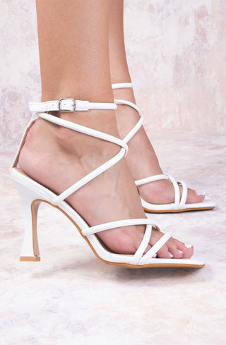 White Barely There Strappy Sandal Heel