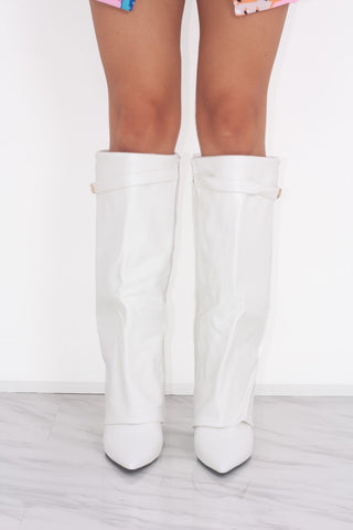 White Fold Over Shark Classic Knee High Boot