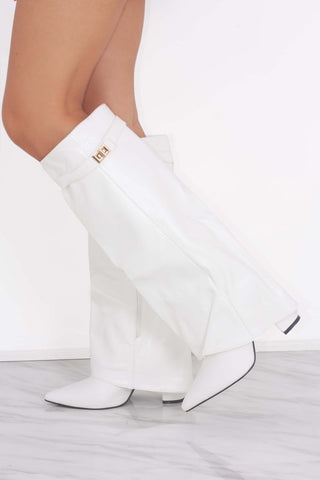 White Fold Over Shark Classic Knee High Boot