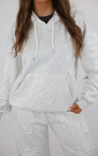 Light Grey Cross Patch Detail Oversized Tracksuit