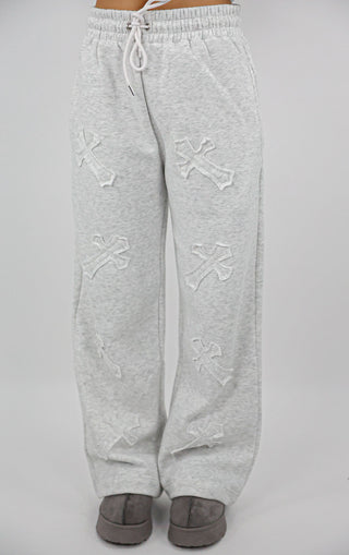 Light Grey Cross Patch Detail Oversized Tracksuit