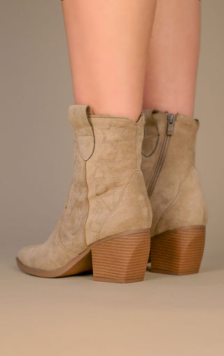 Star taupe Suede Cowboy Ankle Length Boots