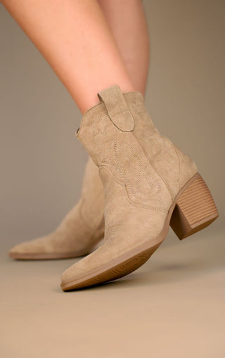 Star taupe Suede Cowboy Ankle Length Boots