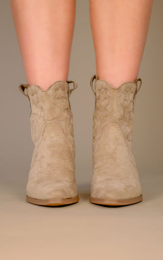 Star taupe Suede Cowboy Ankle Length Boots