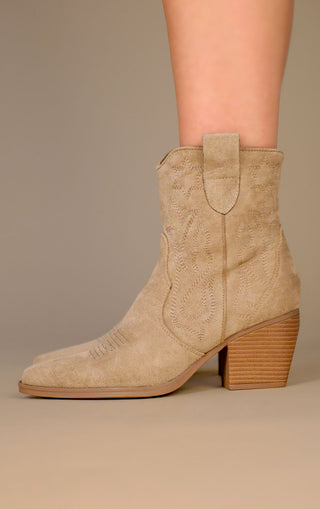 Star taupe Suede Cowboy Ankle Length Boots