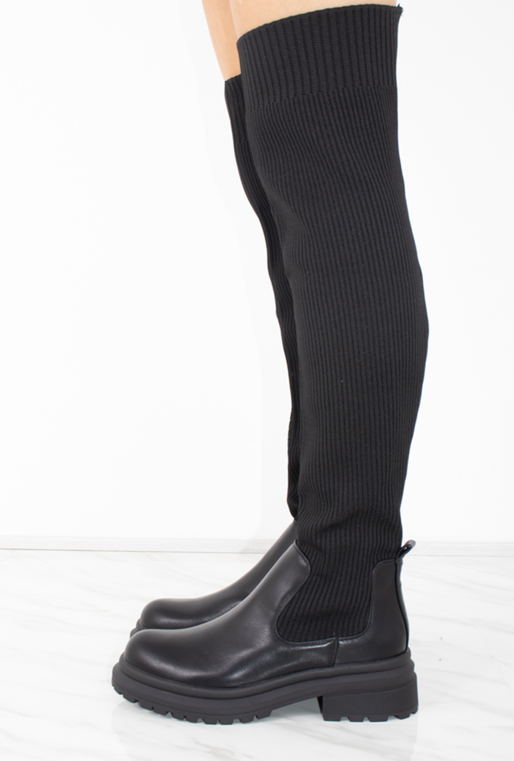 Sock style over store the knee boots