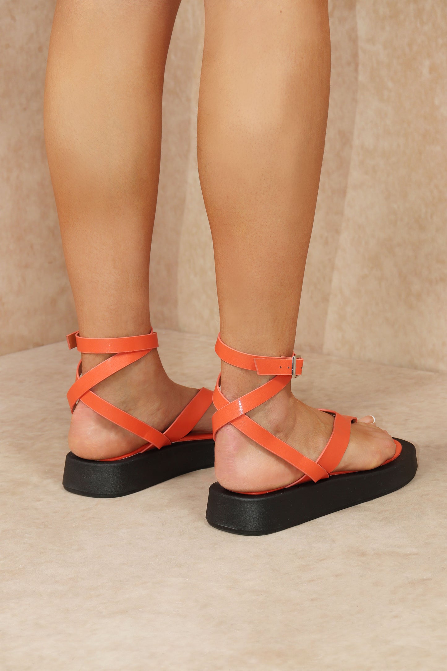 Orange Flip Flop Wrap Around Sandal