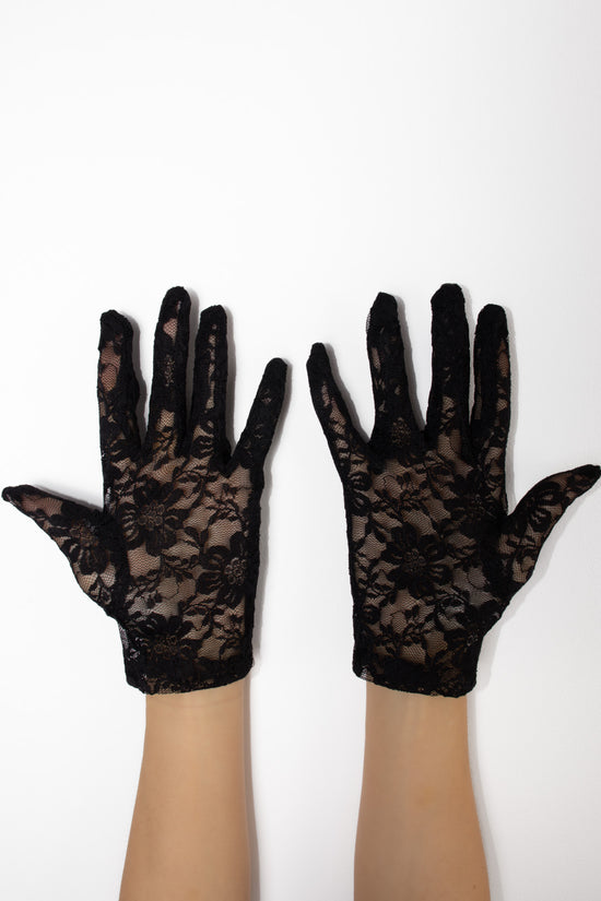 Load image into Gallery viewer, Short Black Lace Halloween Fancy Dress Gloves
