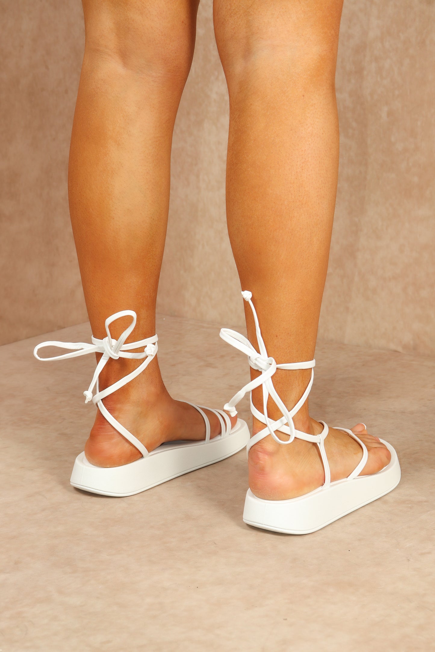 White Toe detail Wrap Around Sandal
