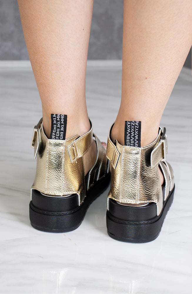 
            
                Load image into Gallery viewer, Alexis Chunky Gladiator Sandal Gold
            
        