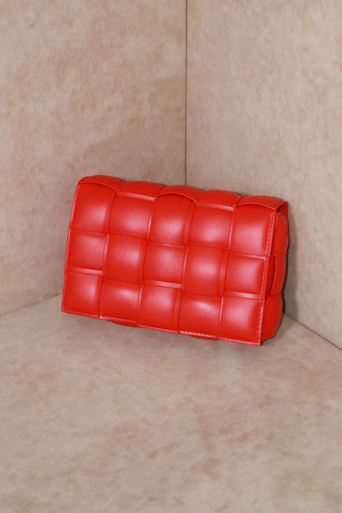 THE ZHARA RED WOVEN CLUTCH BAG